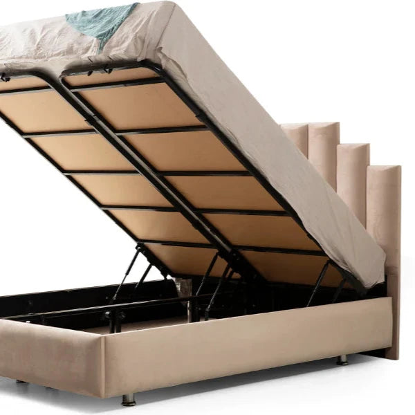 Lit coffre Natura velours Beige