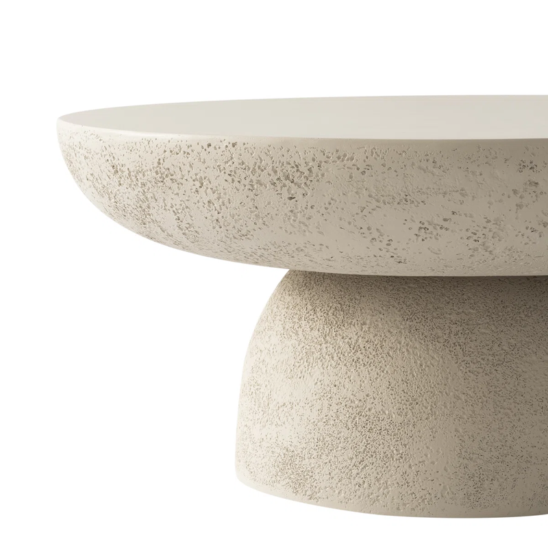 Table Basse Galet Fibre De Verre Renforcee Effet Travertin Mat