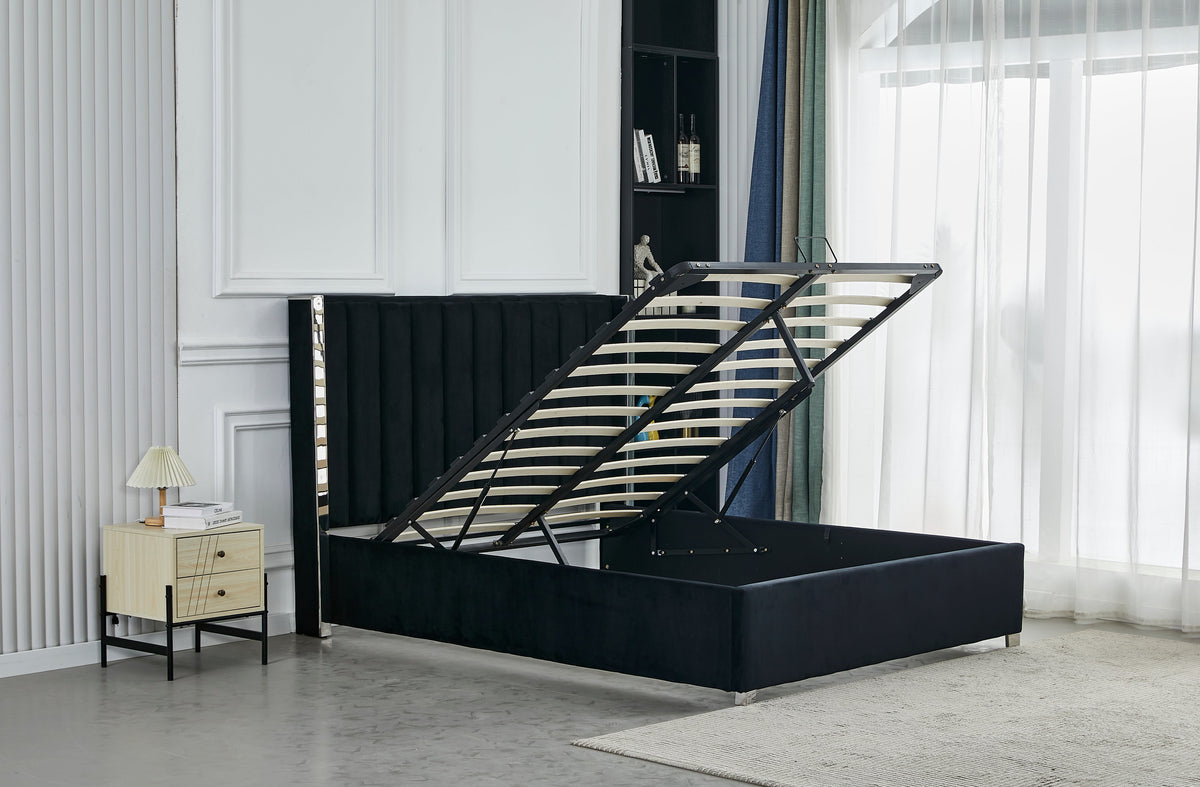 Lit coffre Prince velours noir