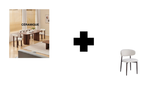 Lot table à manger Trinity effet noyer + chaises Lucile effet noyer