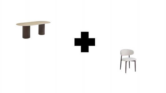 Lot table à manger Keysha travertin/noyer + chaises Lucile effet noyer