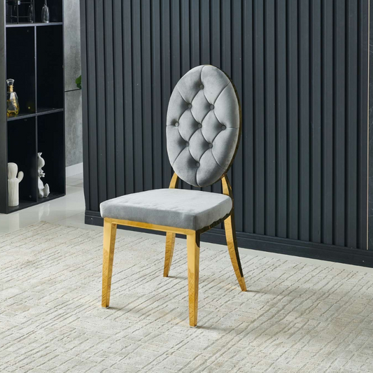 Chaise Ova Or velours gris