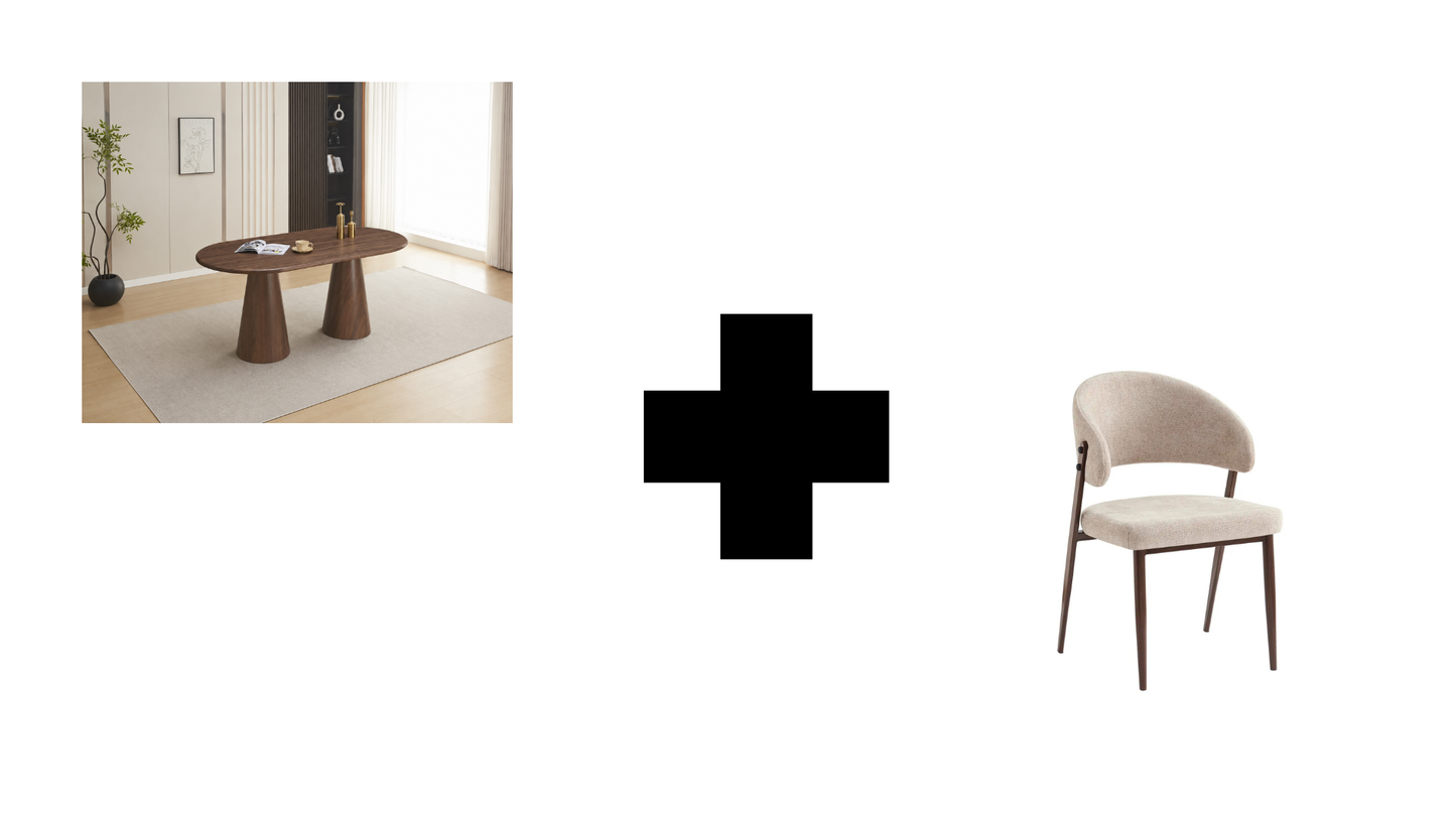 Lot table à manger Iconic 180x90cm effet bois noyer + chaises Lamia effet noyer