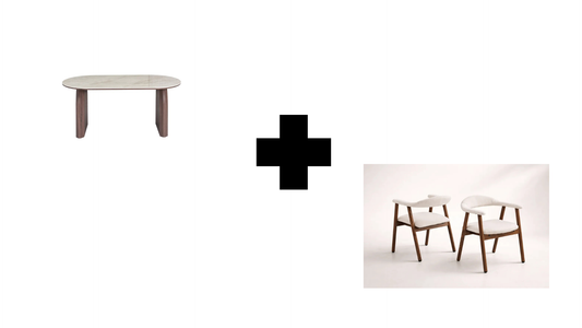 Lot table à manger Fluide + chaises Berita bois noyer