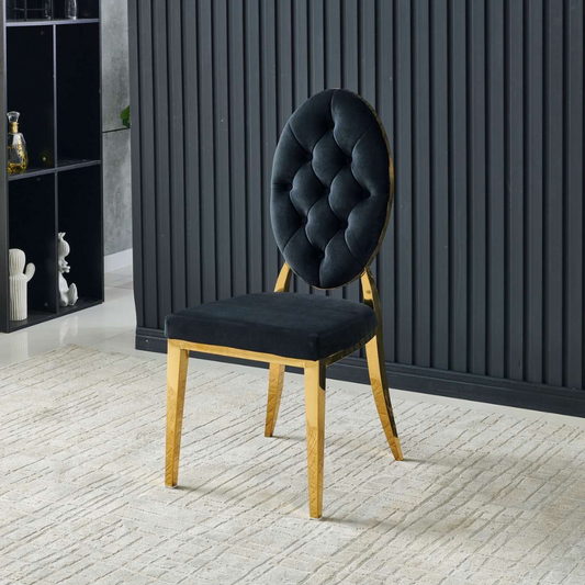 Chaise Ova Or velours noir