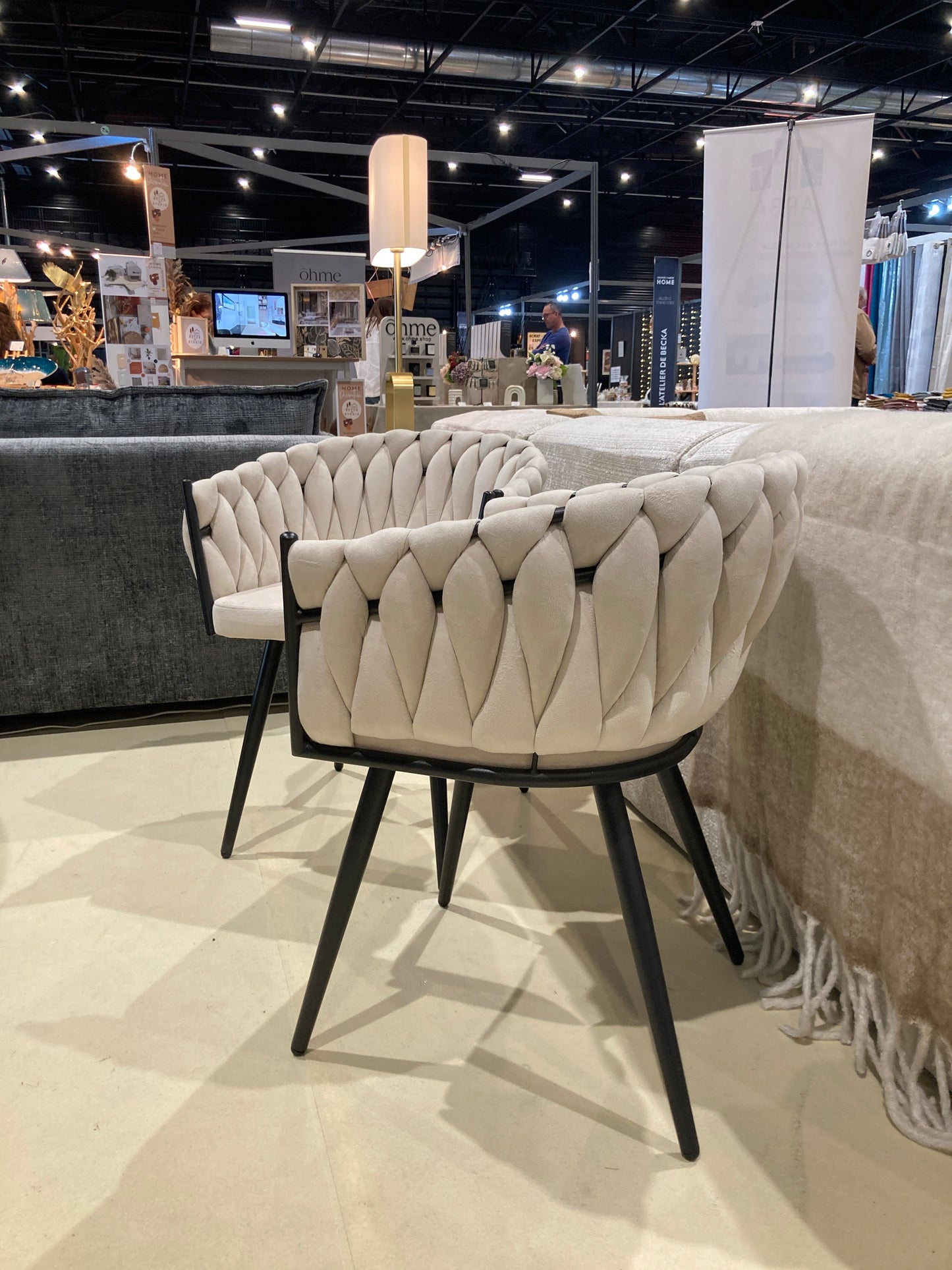 Chaise Tressée -  Velours, Style Fauteuil accoudoirs