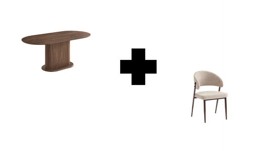 Lot table à manger Loka + chaises Lamia effet noyer