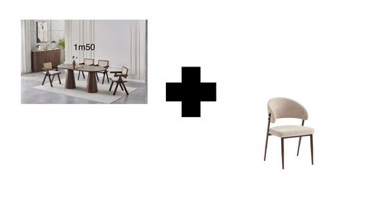 Lot table à manger Iconic 150x90cm effet bois noyer + chaises Lamia effet noyer