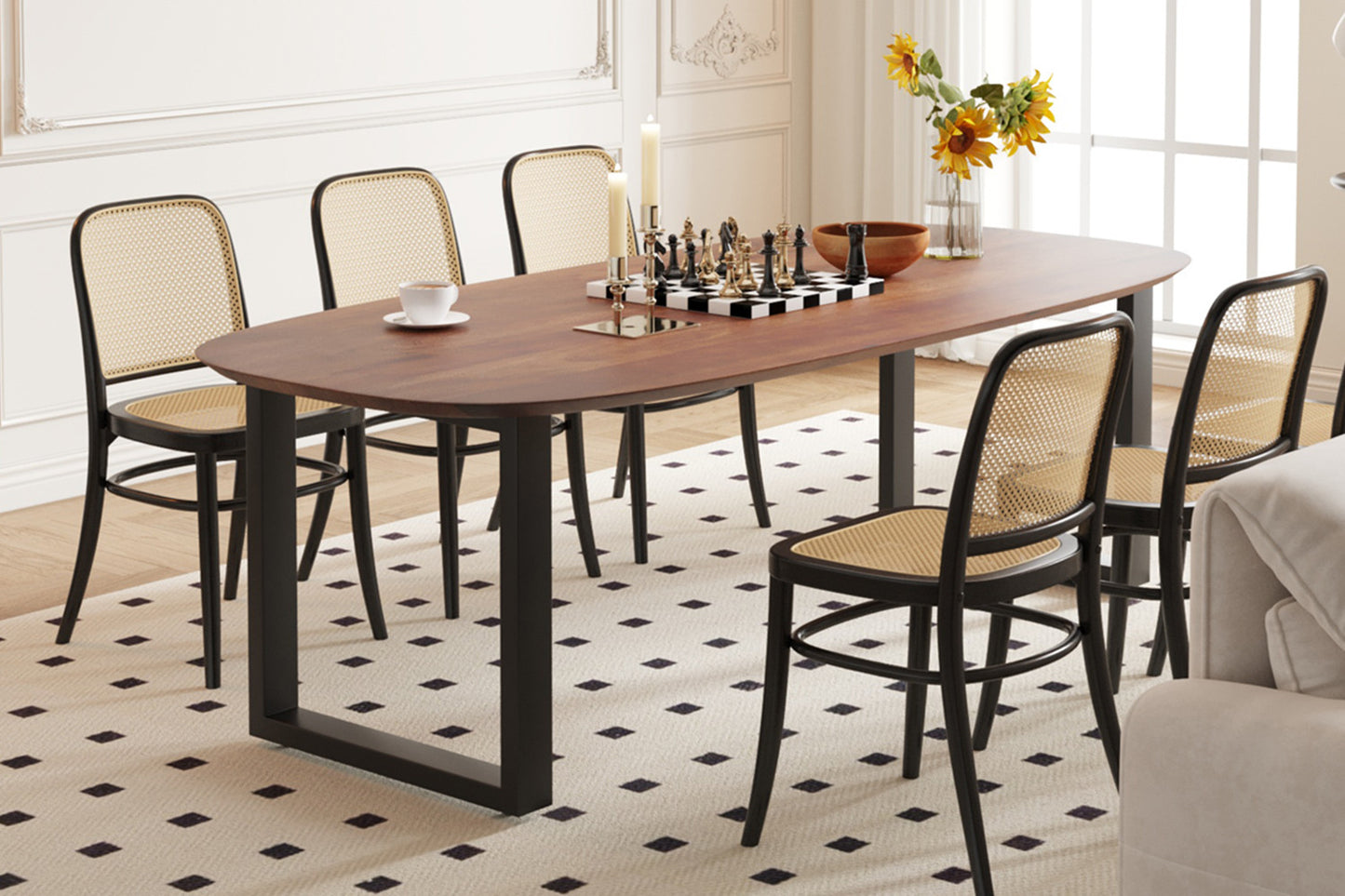 Table Tommy 220x100 cm Ovale Danoise Pied Bois de manguier Brun