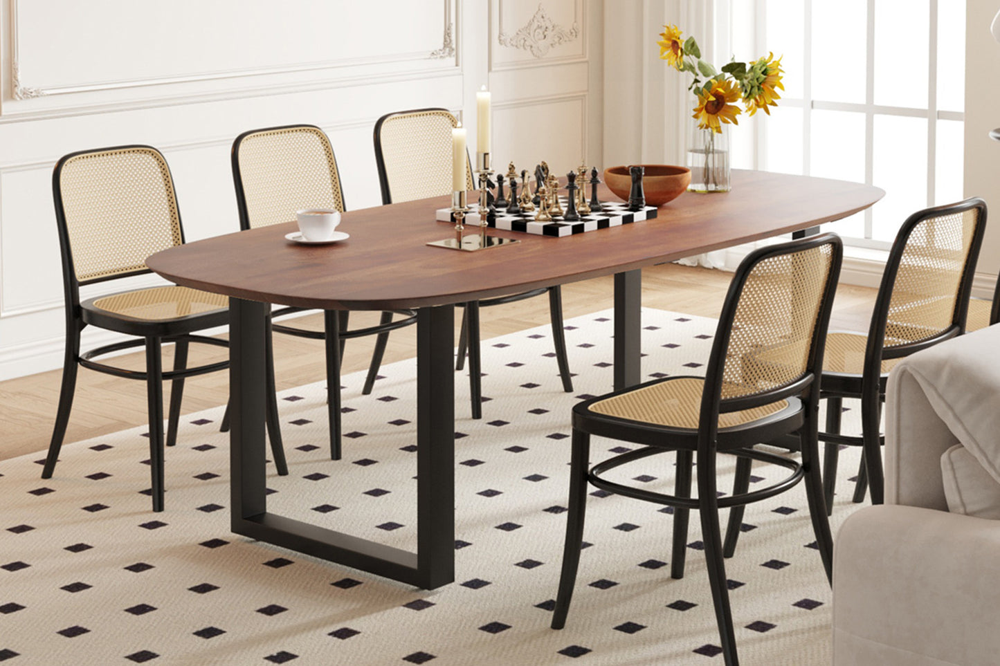 Table Tommy 220x100 cm Ovale Danoise Pied Bois de manguier Brun