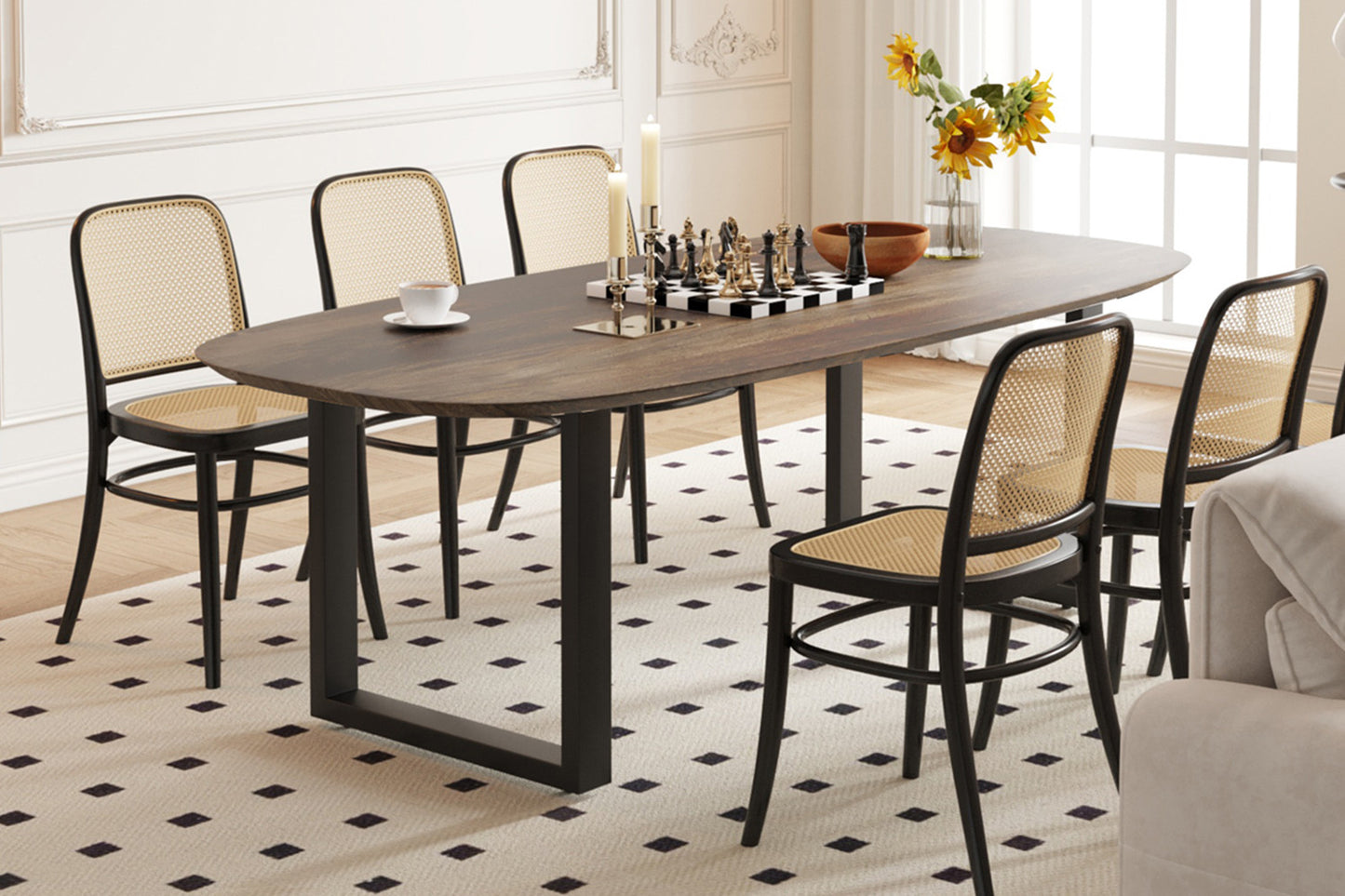 Table Tommy 220x100 cm Ovale Danoise Pied Bois de manguier Brun foncé