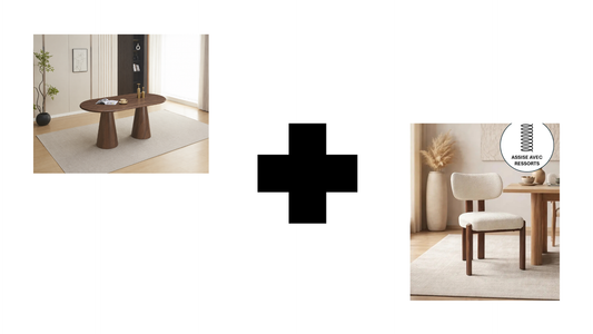 Lot table à manger Iconic 180x90cm effet bois noyer + chaises Hera effet noyer