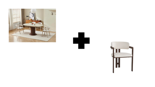 Lot table extensible Sofia travertin/ noyer + chaises Mellow effet noyer