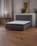 Lit coffre Cuba 160 × 200 cm en tissu gris avec rangement intégré