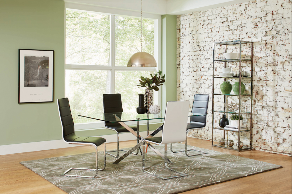 Table à manger Olivia transparent pied chrome 150cm