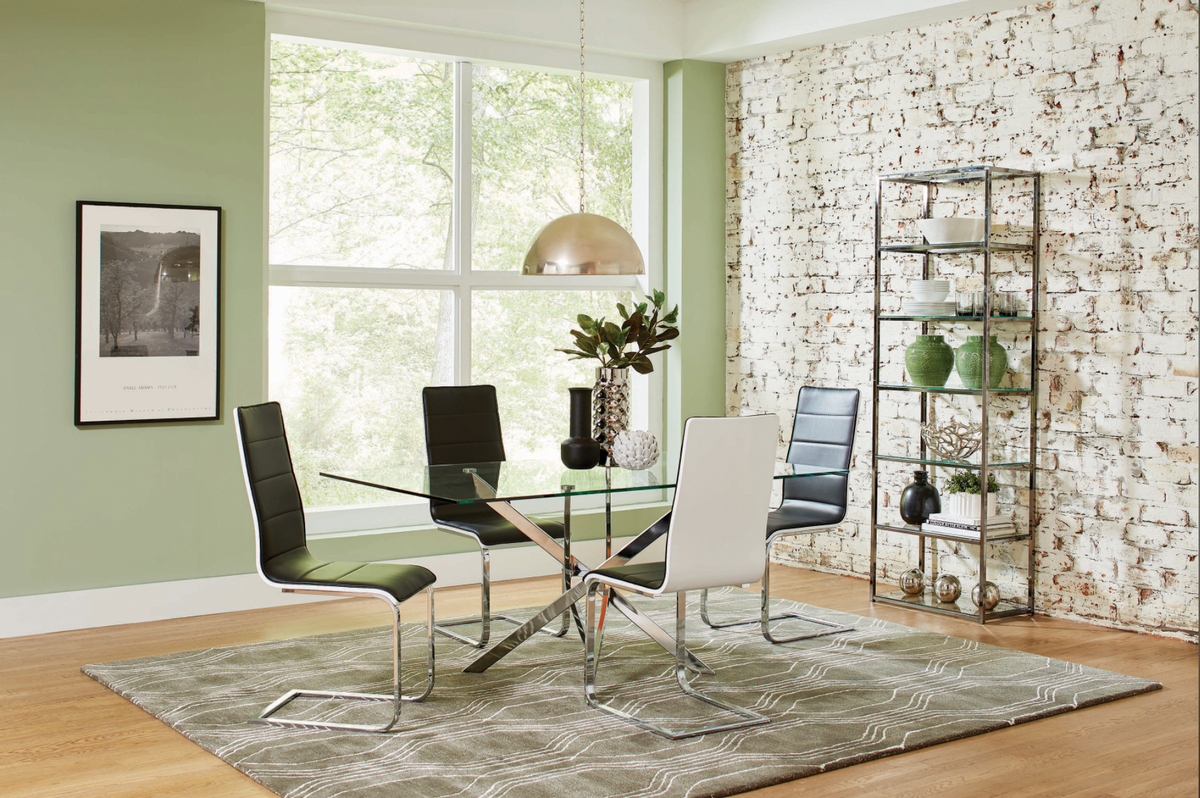 Table à manger Olivia transparent pied noir 150cm