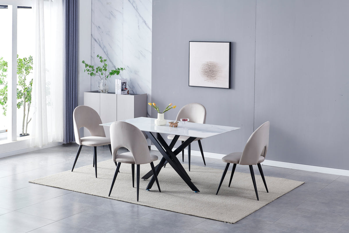 Table à manger Olivia pied chrome 150cm
