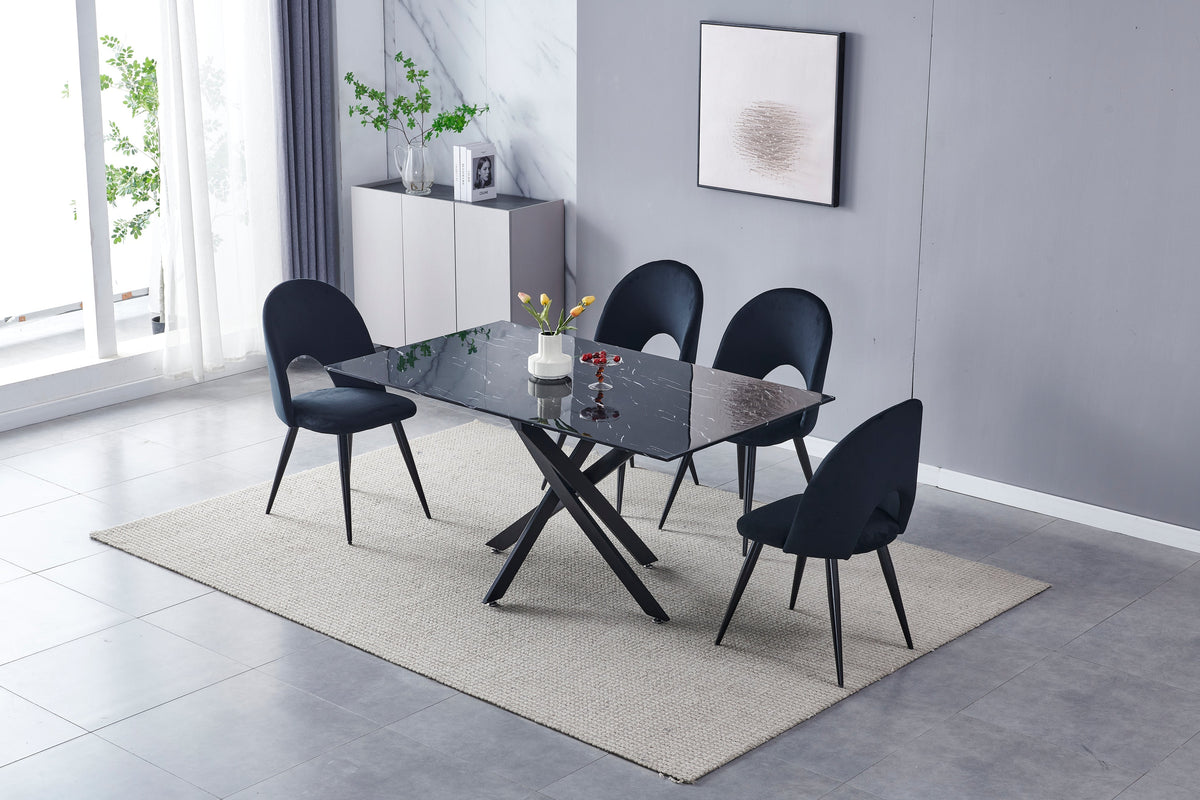 Table à manger Olivia pied chrome 150cm