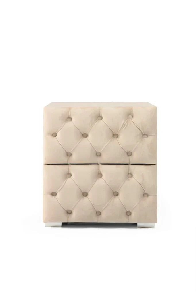 Chevet capitonné velours beige