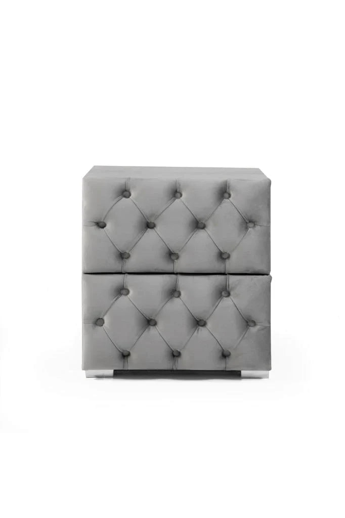 Chevet capitonné velours gris