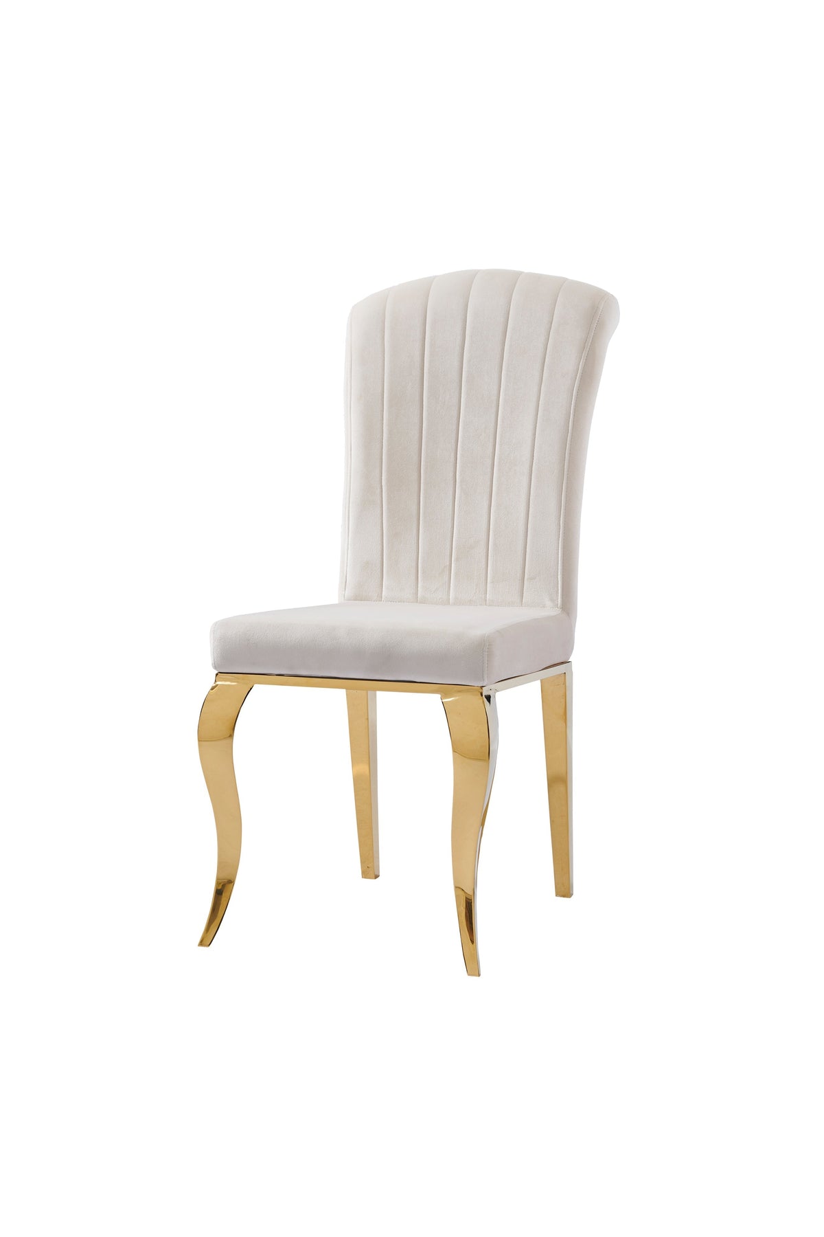 Chaise Nino velours beige pieds chrome