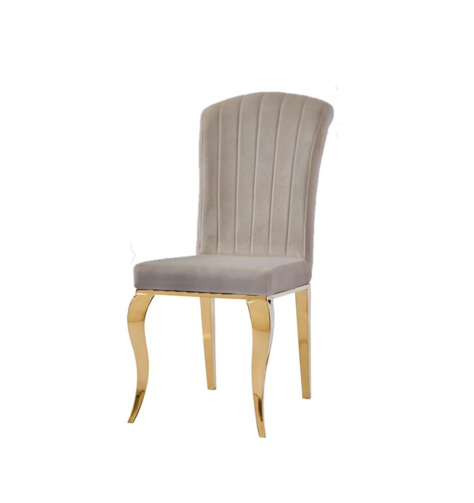 Chaise Nino velours taupe pied chrome