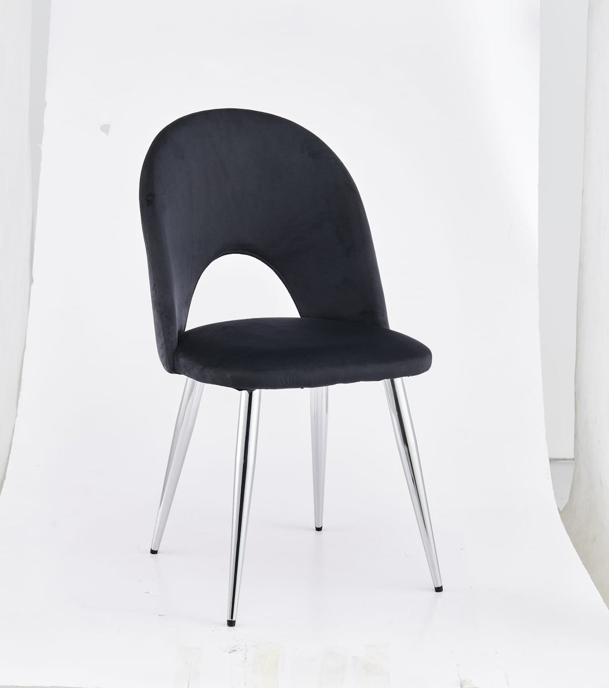 Chaise Amélia velours gris pied noir
