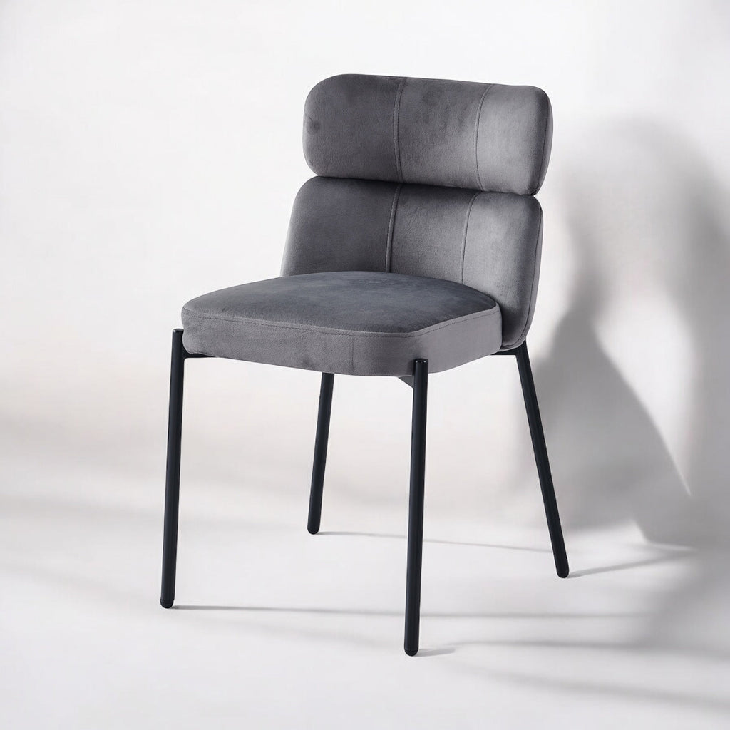 Chaise Stephany velours gris pied doré