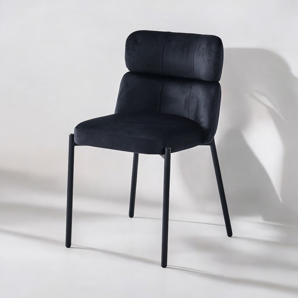 Chaise Stephany velours gris pied doré