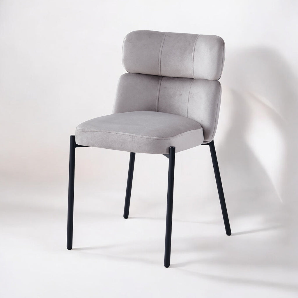 Chaise Stephany velours gris pied doré
