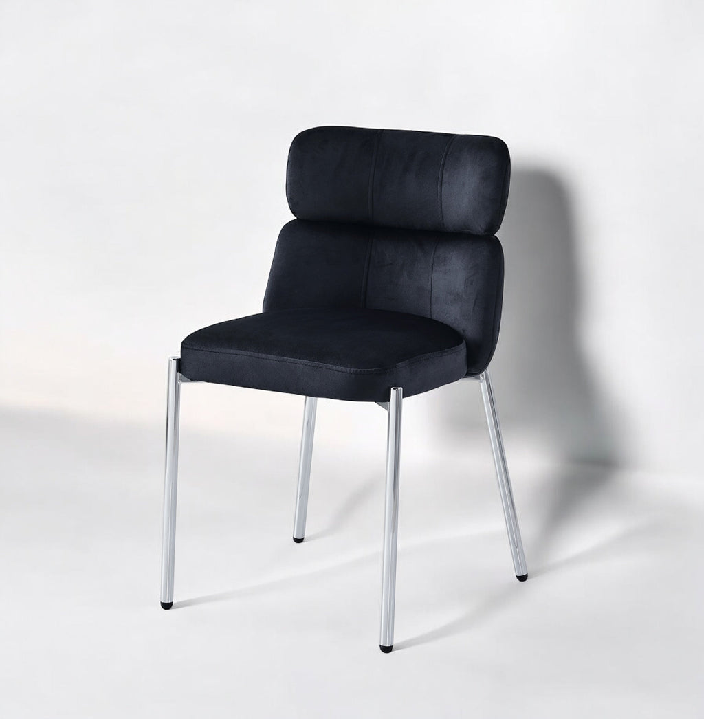 Chaise Stephany velours gris pied doré