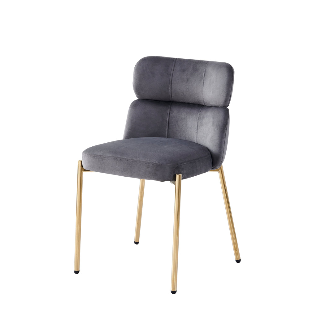 Chaise Stephany velours gris pied doré