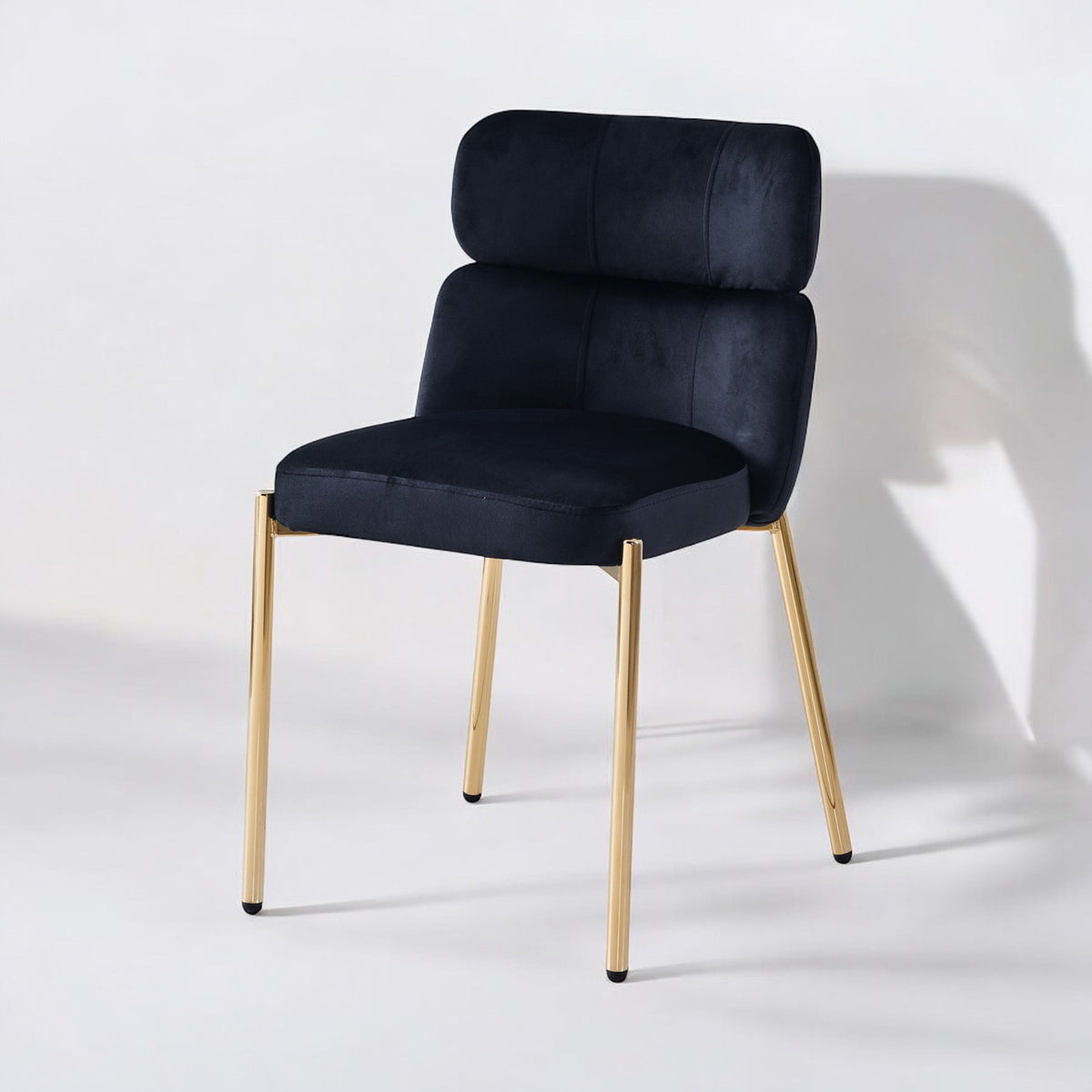 Chaise Stephany velours gris pied doré
