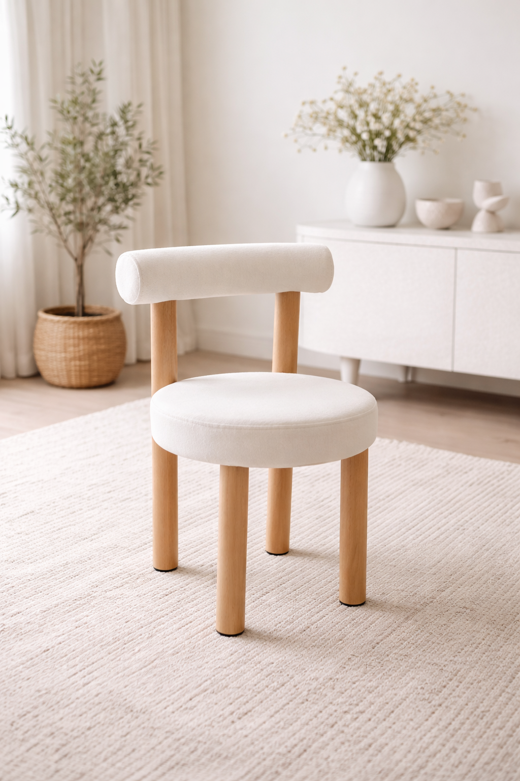 Chaise Irina velours beige pied chêne