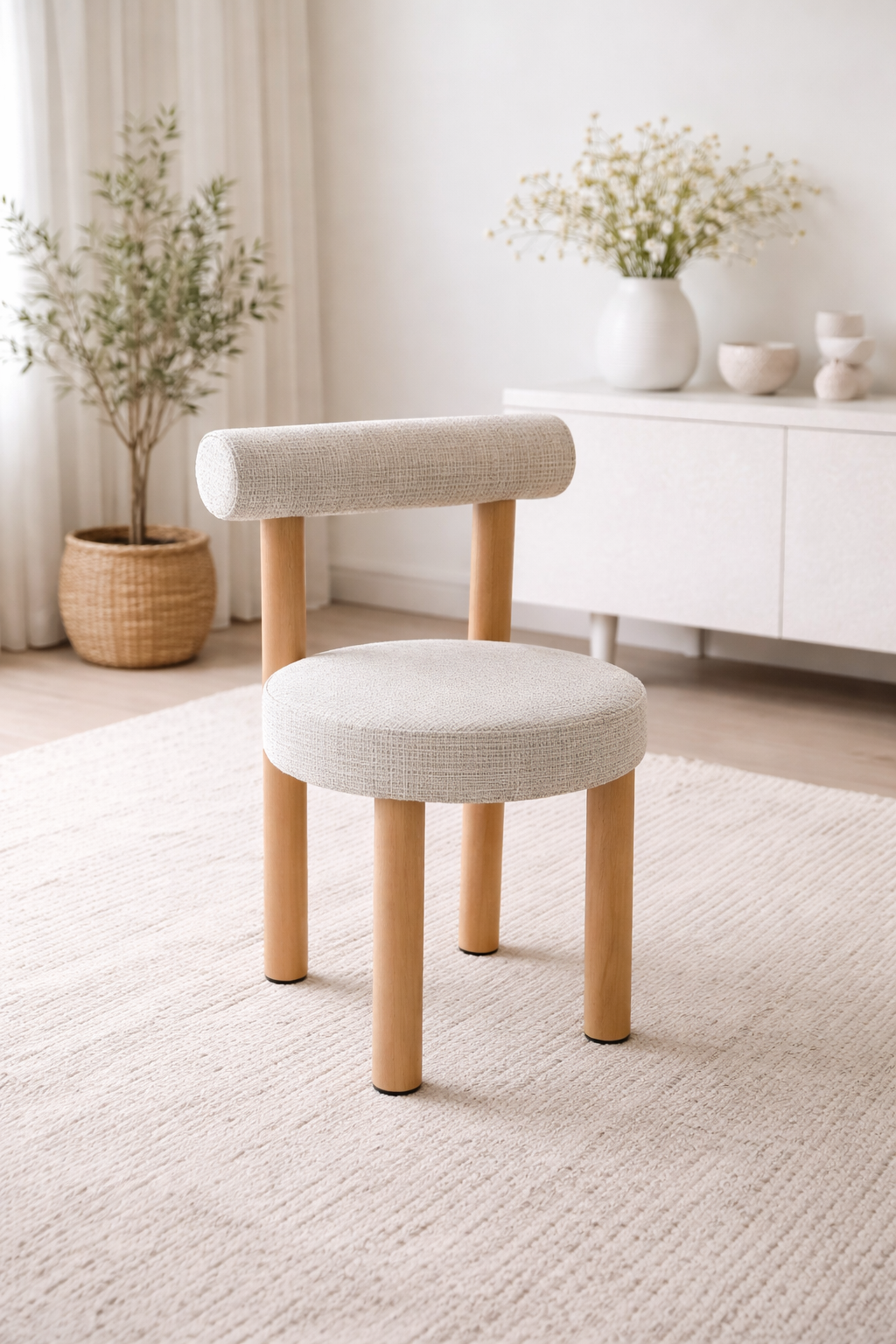 Chaise Irina tissu crémona pied chêne