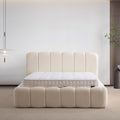 Lit Coffre Alya blanc cassé tissu chenille