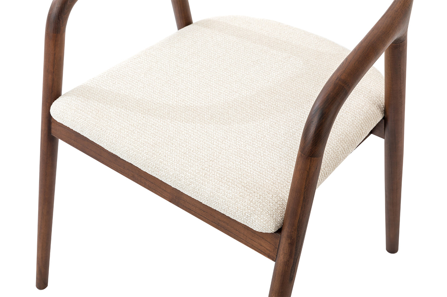 Chaise Clarisse en Bois de Frêne couleur Noyer Tissu Beige