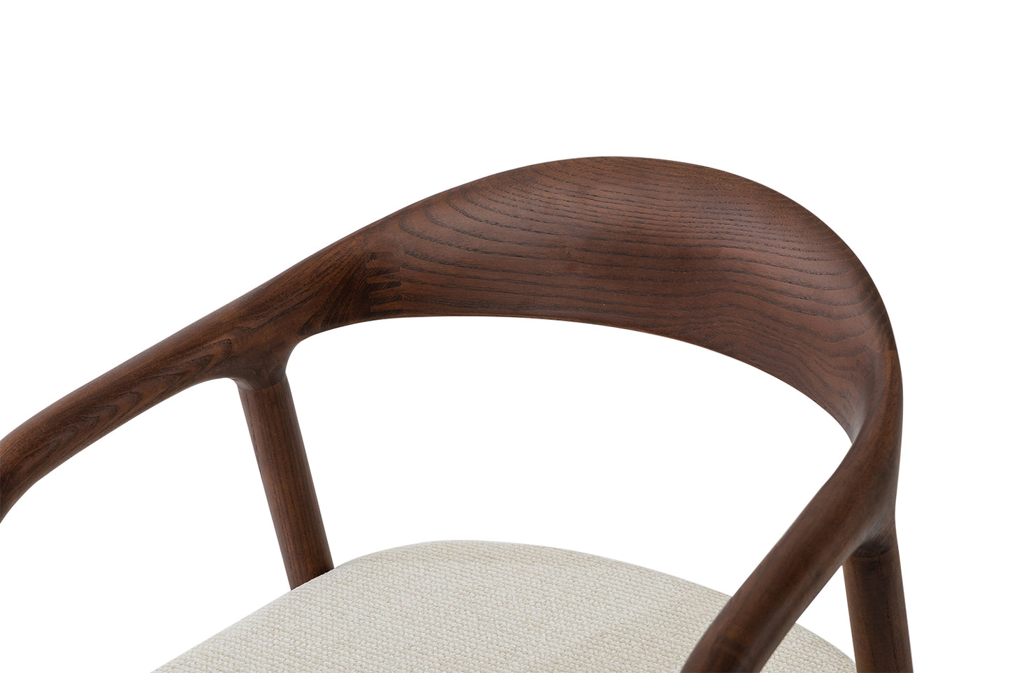 Chaise Clarisse en Bois de Frêne couleur Noyer Tissu Beige