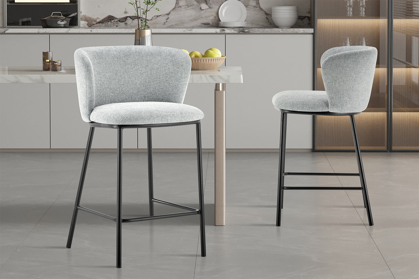 Tabouret de comptoir Arthur Pied Métal noir Tissu