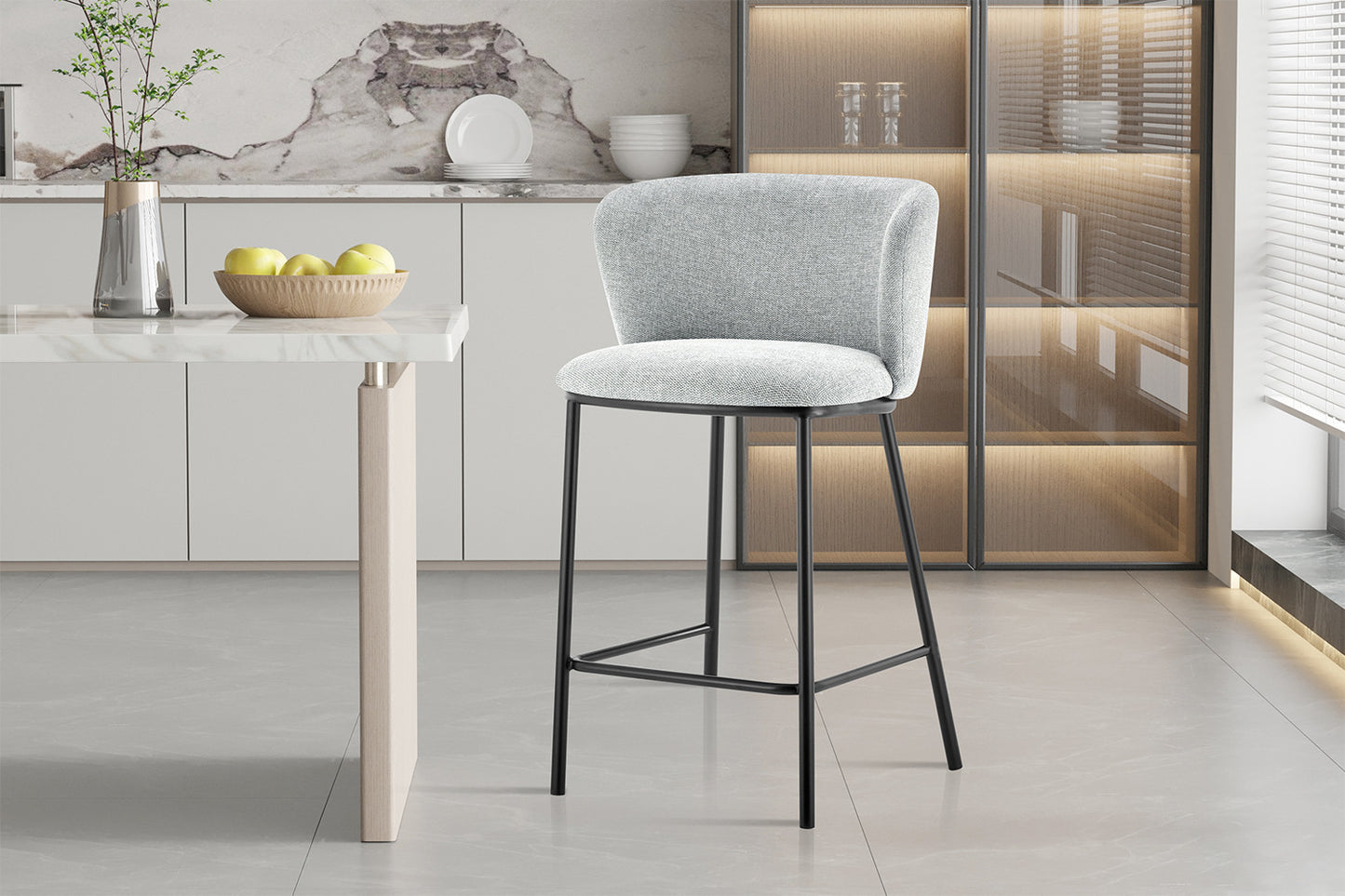 Tabouret de comptoir Arthur Pied Métal noir Tissu
