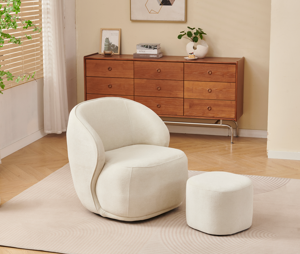 Fauteuil pivotant Elsa avec pouf Crémona