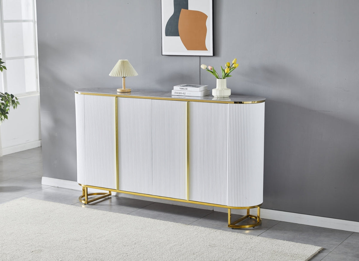 Buffet Esmée céramique pied doré 180cm
