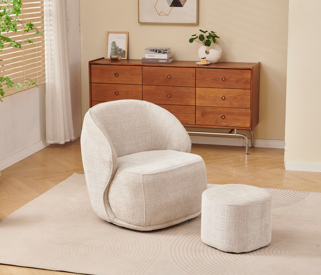 Fauteuil pivotant Elsa avec pouf Crémona
