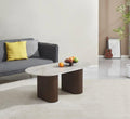 Table Basse Roxy Pied Noyer Céramique Shakespeare Gris 120X60Cm