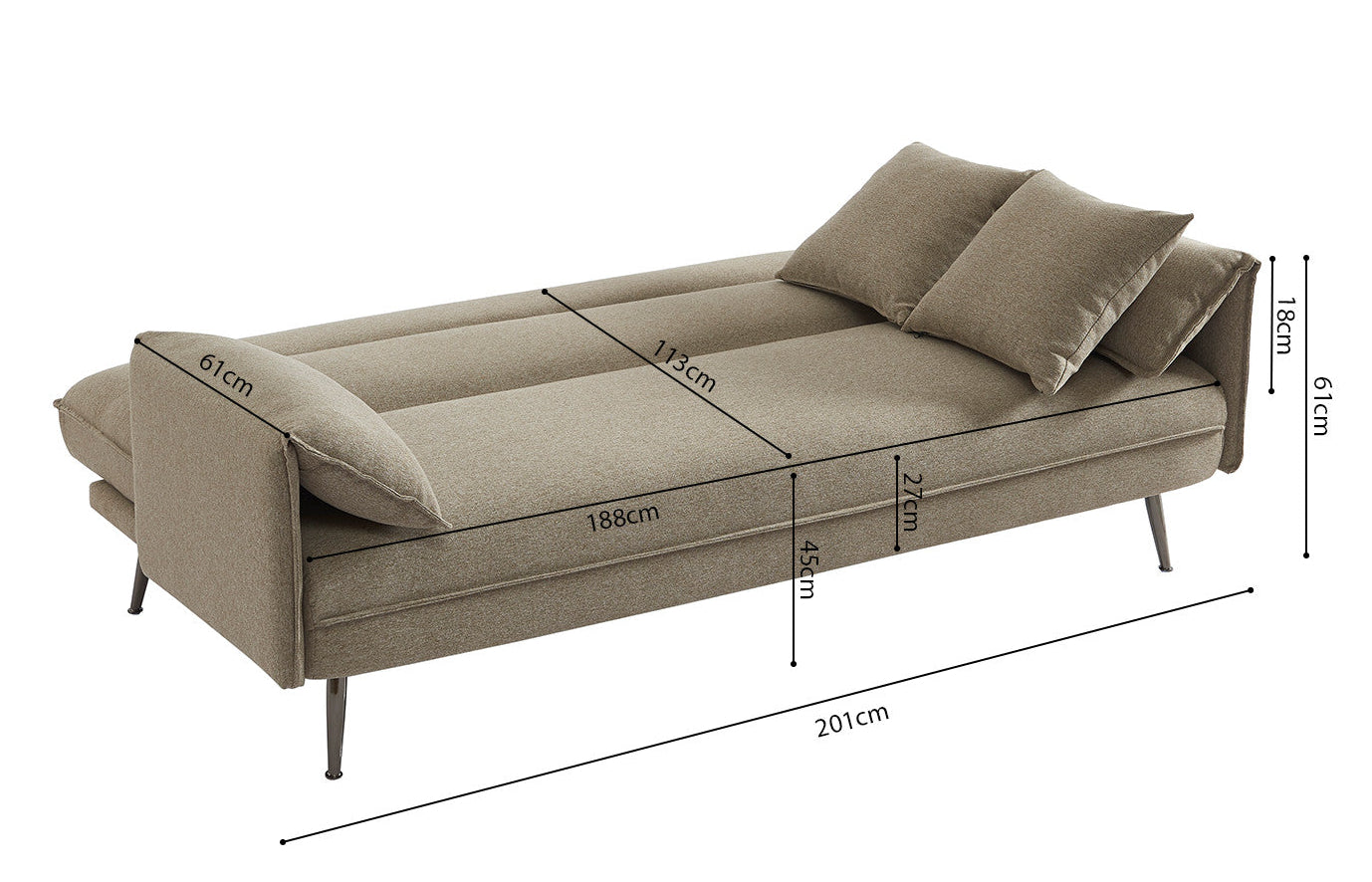 Canapé-Lit Uppsala Tissu Beige clic-clac