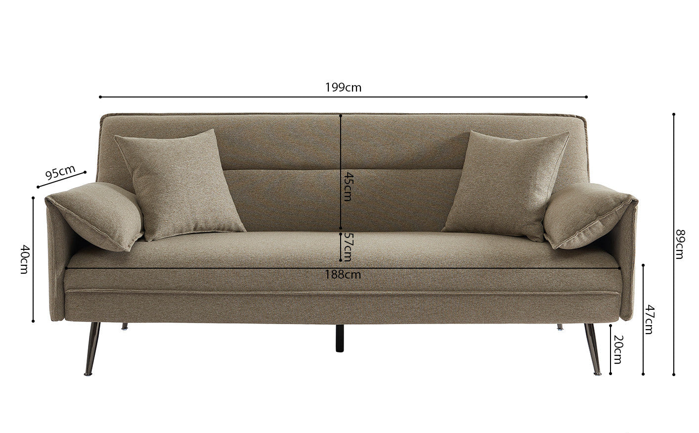 Canapé-Lit Uppsala Tissu Beige clic-clac