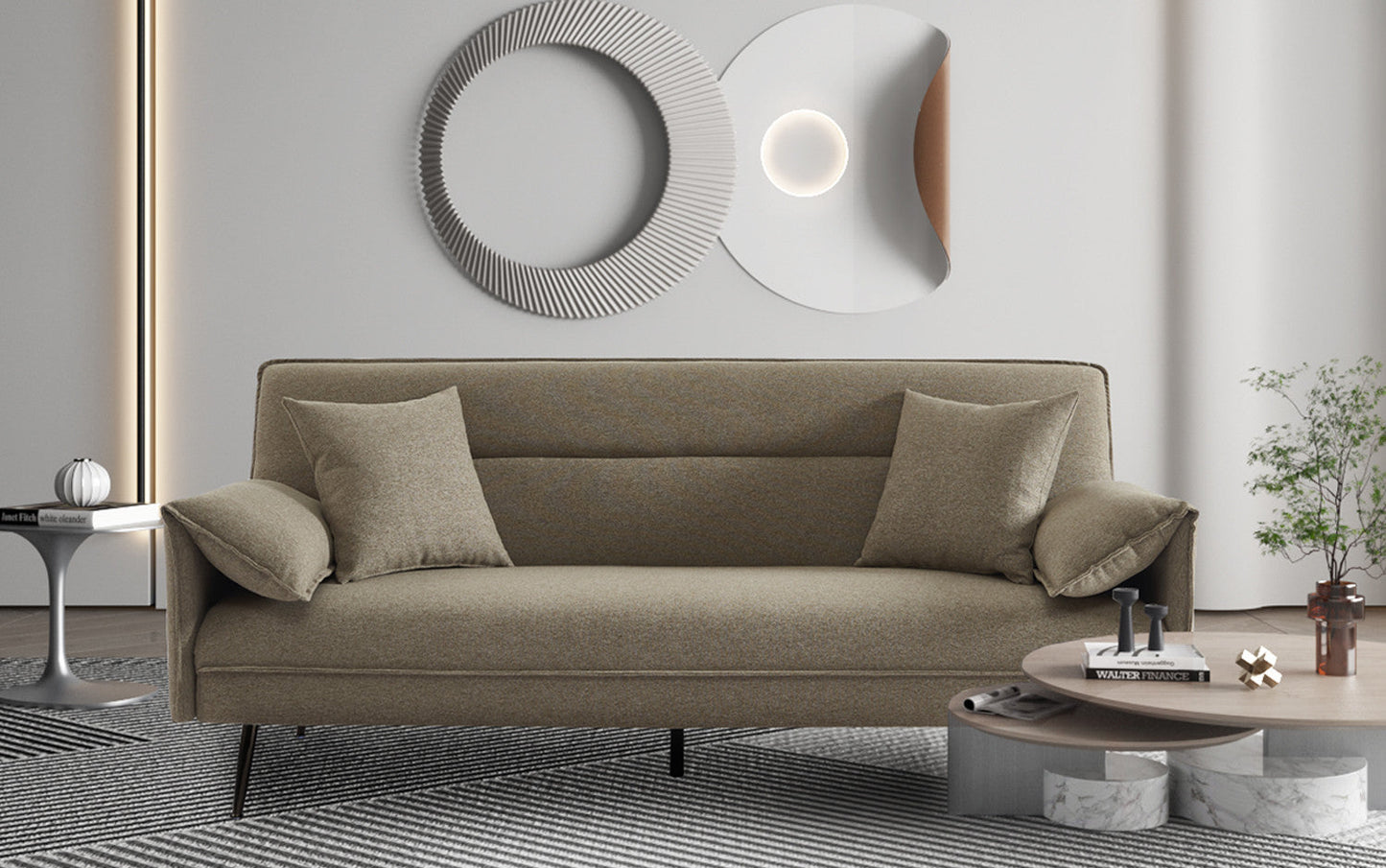 Canapé-Lit Uppsala Tissu Beige clic-clac