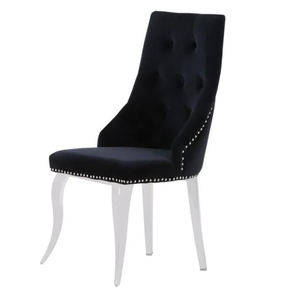 Chaise Stalingrad Argent velours Noir