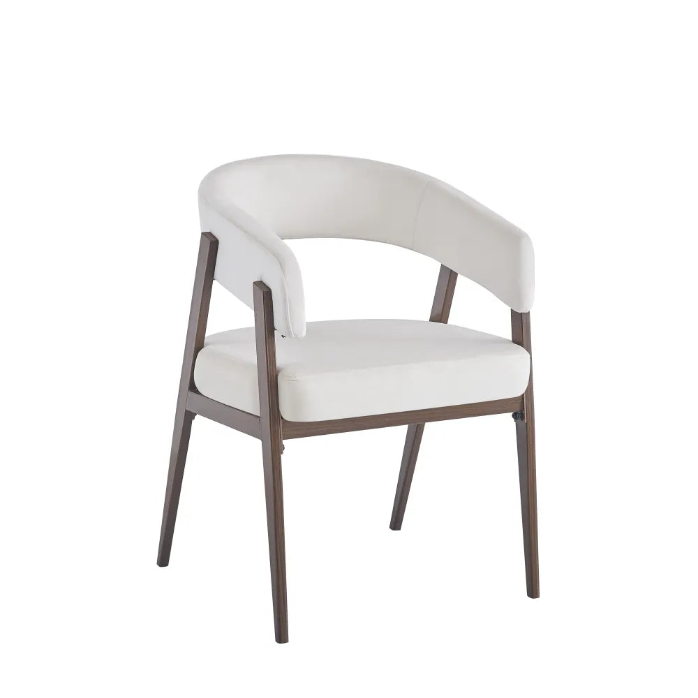Chaise Alicia pieds Effet Noyer Assises Velours beige