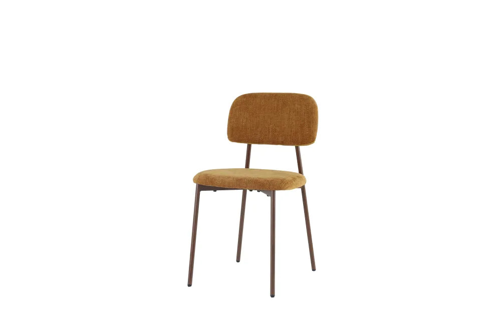 Chaise Azra pieds Effet Noyer Assise Tissu Heritage Ocre noyer